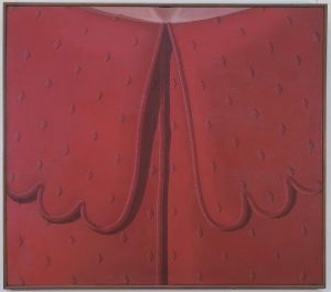 4.11 Domenico Gnoli (Roma 1933-New York 1970) Red Dress Collar, 1969, acrilico e sabbia su tela, cm 150 x 170. Roma, Collezione privata. Domenico Gnoli, by SIAE 2018