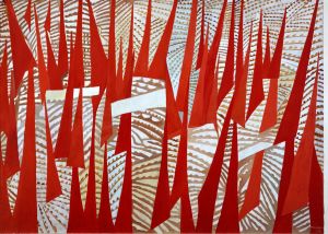 Giulio Turcato (Mantova 1912-Roma 1995) Comizio 1950, olio su tela, cm 145 x 200. Roma, Galleria d'Arte